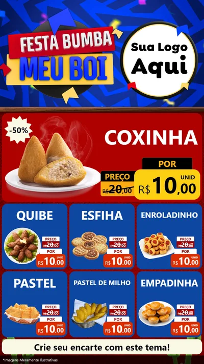 Modelo de Rede Social para Stories com o tema Festa Bumba meu Boi para Salgadaria