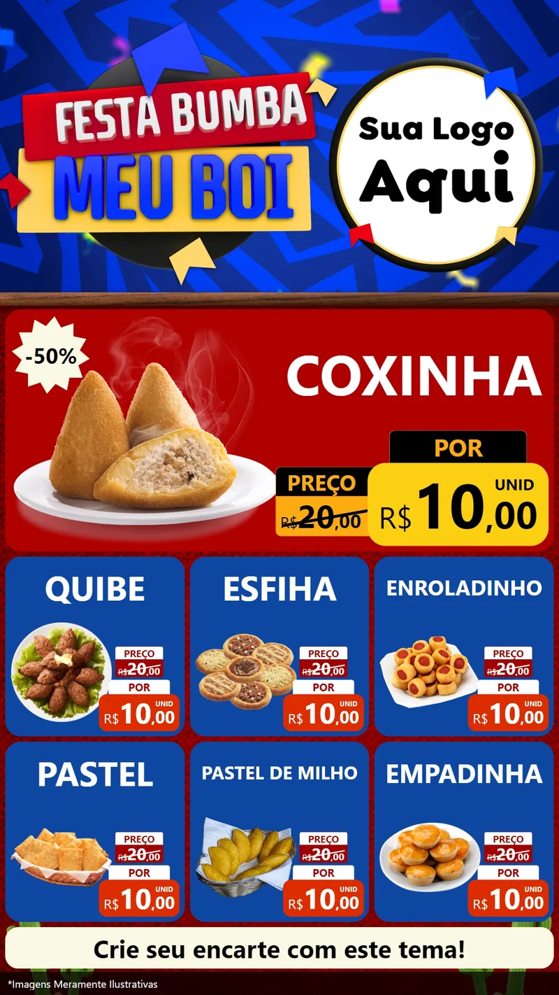 Modelo de Rede Social para Stories com o tema Festa Bumba meu Boi para Salgadaria
