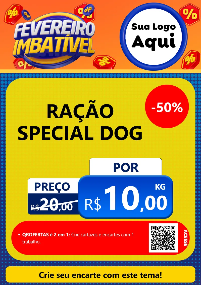Modelo de Cartaz para Cartaz A4 Vertical com o tema Fevereiro Imbatível para Pet Shop
