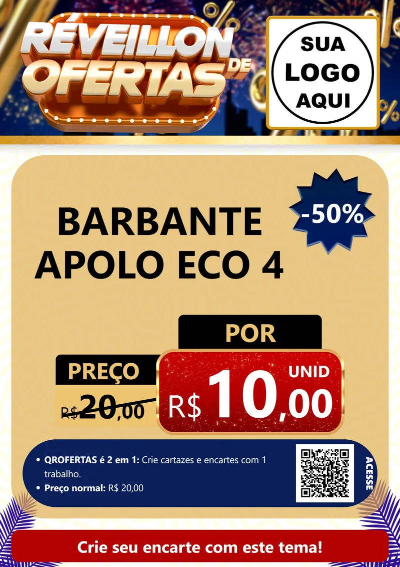 Modelo de Cartaz para Cartaz A4 Vertical com o tema Réveillon de Ofertas para Armarinho e Aviamentos