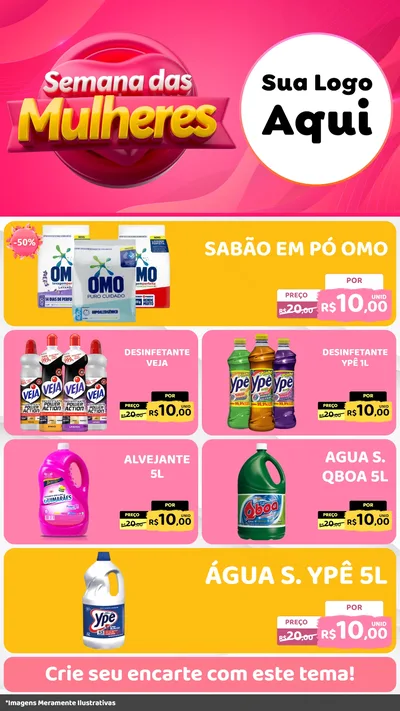 Modelo de TV para TV Vertical com o tema Semana das Mulheres para Produtos de Limpeza