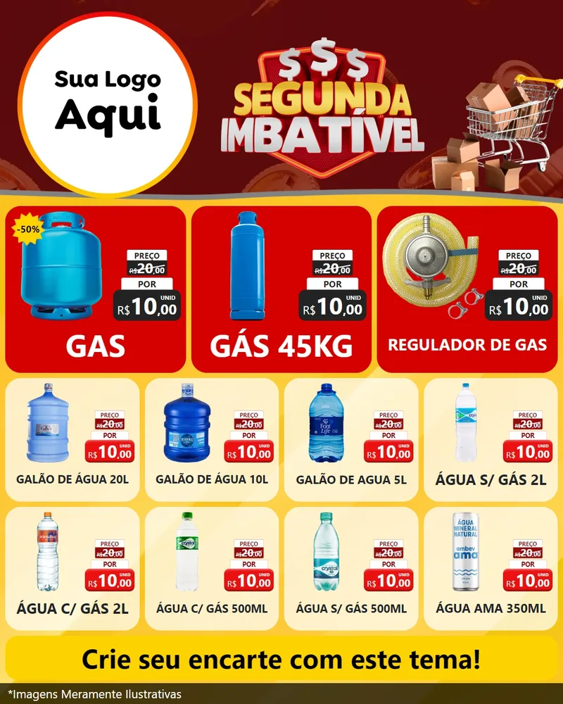 Modelo de Rede Social para Feed Instagram com o tema Segunda Imbatível para Água e gás