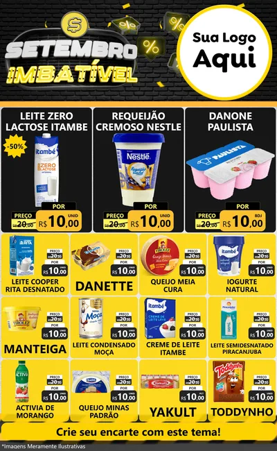 Modelo de Encarte para Encarte Grande com o tema Setembro Imbatível para Frios e Laticínios