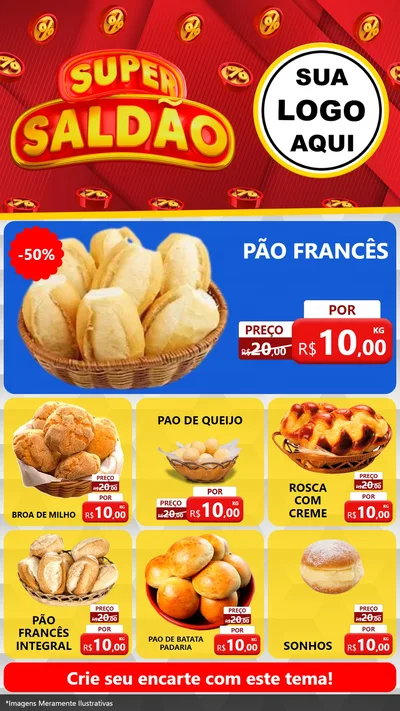 Modelo de Rede Social para Stories com o tema Super Saldão para Padaria