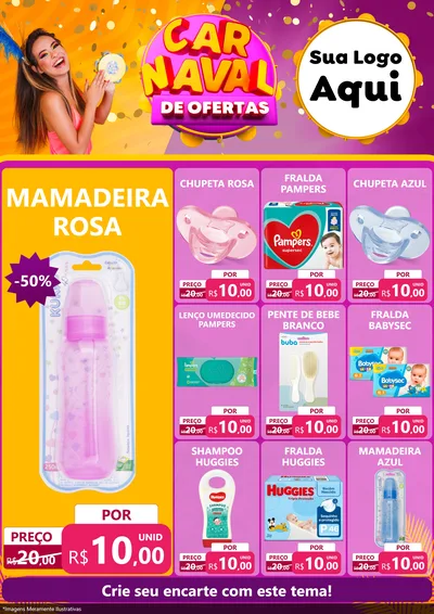 Modelo de Encarte para Encarte A4 Vertical com o tema Carnaval de Ofertas para Bebês