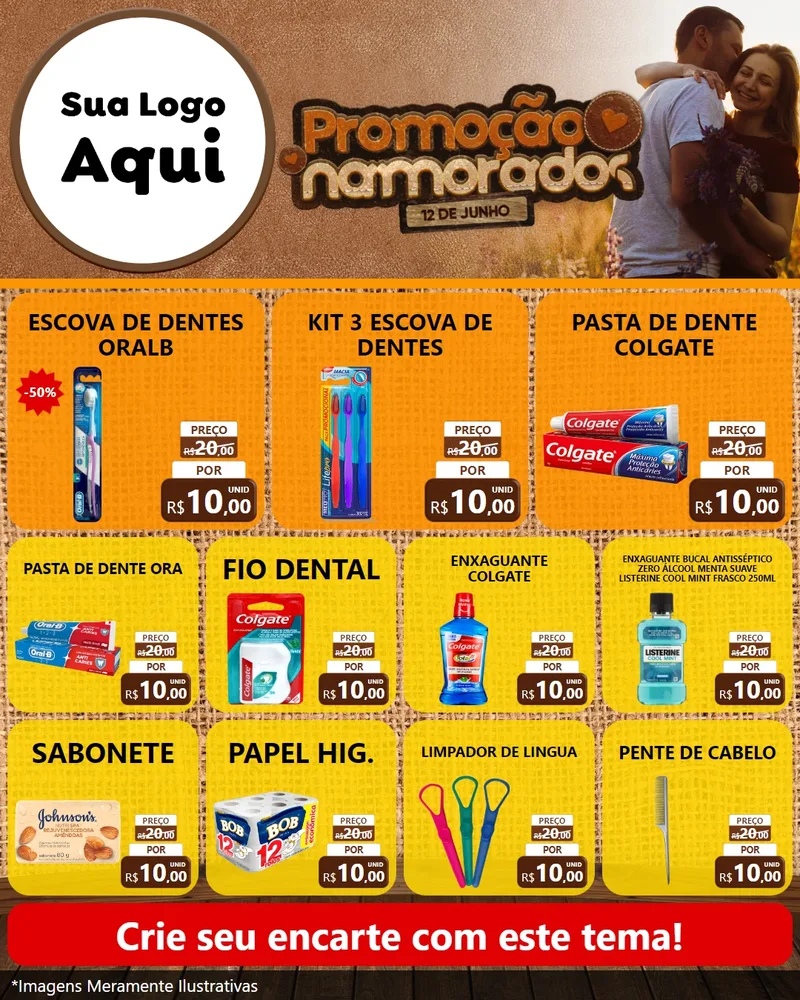Modelo de Rede Social para Feed Instagram com o tema Promoção Namorados para Higiene Pessoal