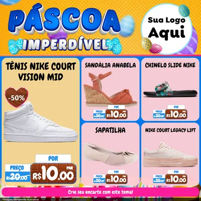 Modelo de Rede Social para Feed Facebook com o tema Páscoa Imperdível para Calçados