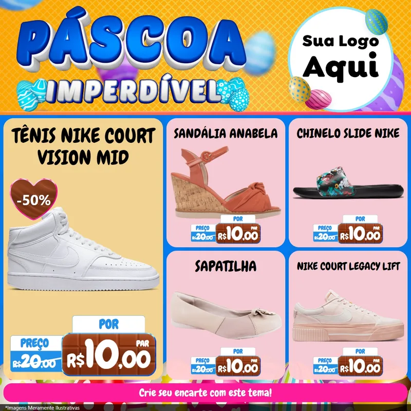 Modelo de Rede Social para Feed Facebook com o tema Páscoa Imperdível para Calçados