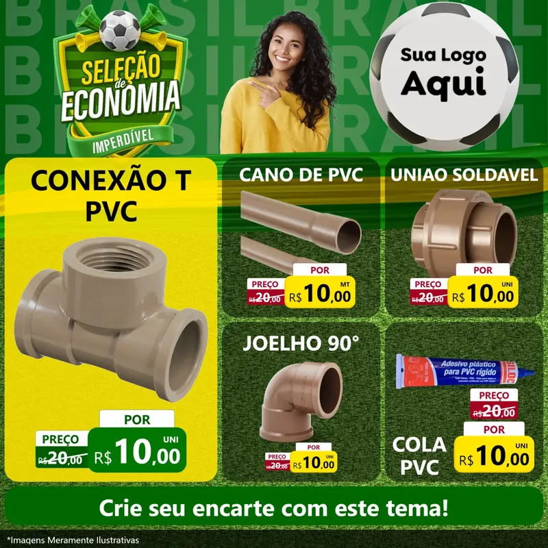 Modelo de Rede Social para Feed Facebook com o tema Seleção de Economia - Copa para Tubos e conexões