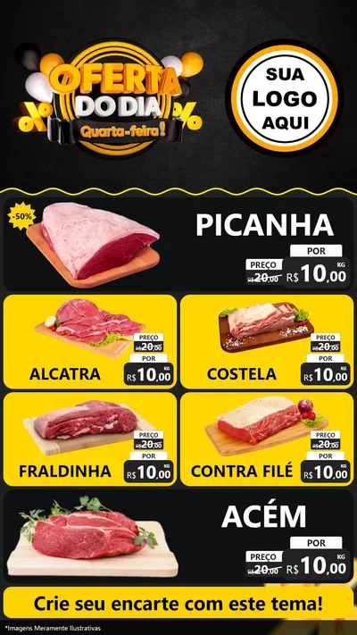 Modelo de TV para TV Vertical com o tema Oferta do Dia - Quarta Feira! para Açougue