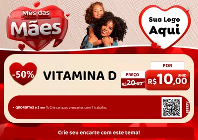 Modelo de Cartaz para Cartaz A4 Horizontal com o tema Mês das Mães para Farmácia