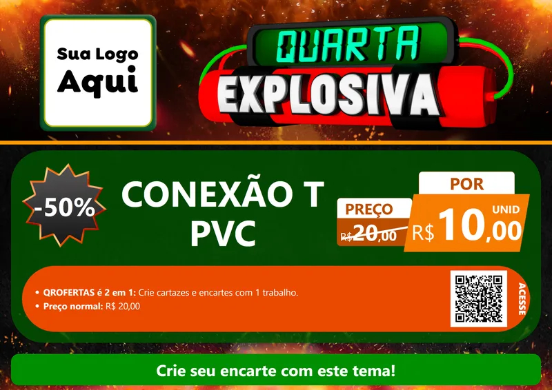 Modelo de Cartaz para Cartaz A4 Horizontal com o tema Quarta Explosiva para Tubos e conexões