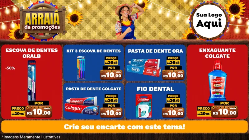 Modelo de TV para TV Horizontal com o tema Arraiá de Promoções para Higiene Pessoal