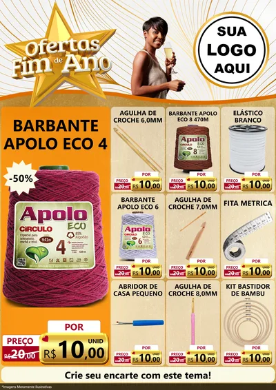 Modelo de Encarte para Encarte A4 Vertical com o tema Ofertas Fim de Ano para Armarinho e Aviamentos