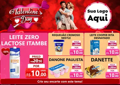 Modelo de Encarte para Encarte A4 Horizontal com o tema Valentine's Day para Frios e Laticínios