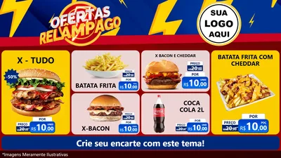 Modelo de TV para TV Horizontal com o tema Ofertas Relâmpago para Hamburgueria