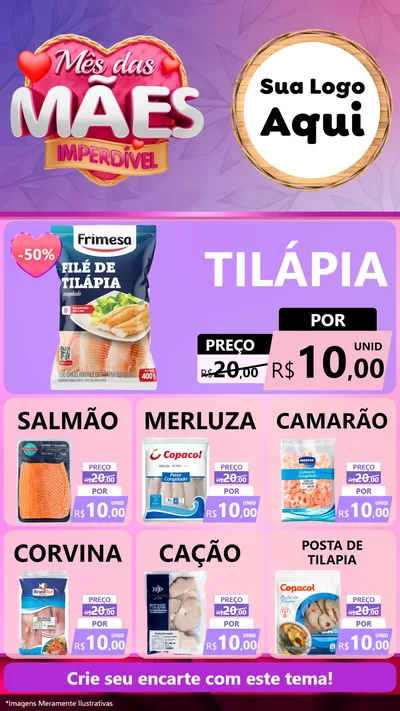 Modelo de Rede Social para Stories com o tema Mês das Mães Imperdível para Peixaria