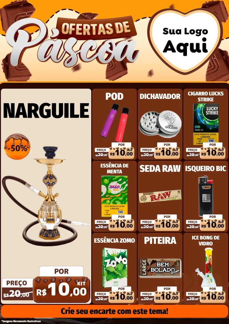 Modelo de Encarte para Encarte A4 Vertical com o tema Ofertas de Páscoa para Tabacaria