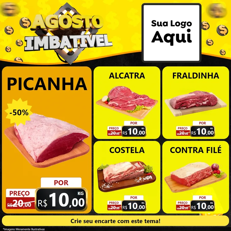 Modelo de Rede Social para Feed Facebook com o tema Agosto Imbatível para Açougue