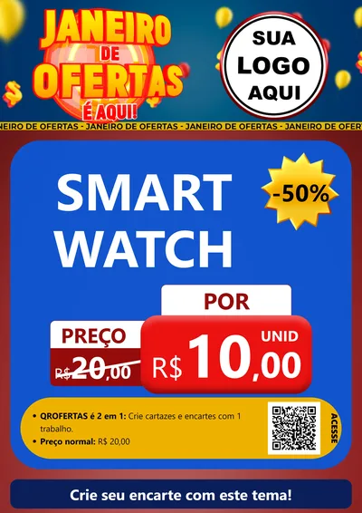 Modelo de Cartaz para Cartaz A4 Vertical com o tema Janeiro de Ofertas É Aqui! para Informática