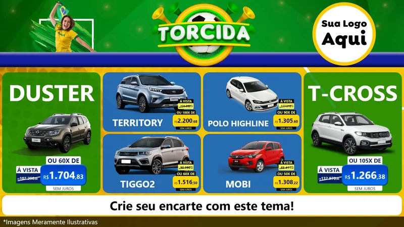 Modelo de TV para TV Horizontal com o tema Torcida para Concessionaria de Carros