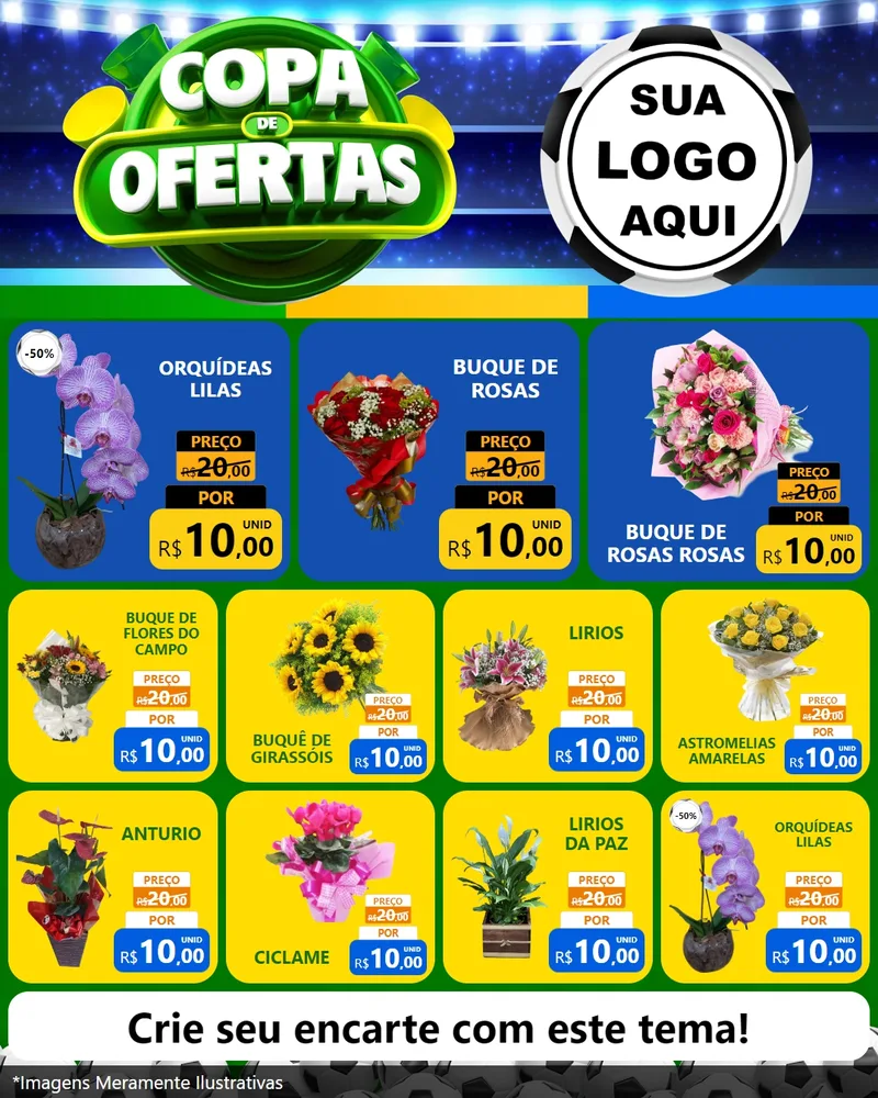 Modelo de Rede Social para Feed Instagram com o tema Copa de Ofertas para Floricultura e jardim