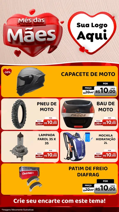 Modelo de TV para TV Vertical com o tema Mês das Mães para Moto peças