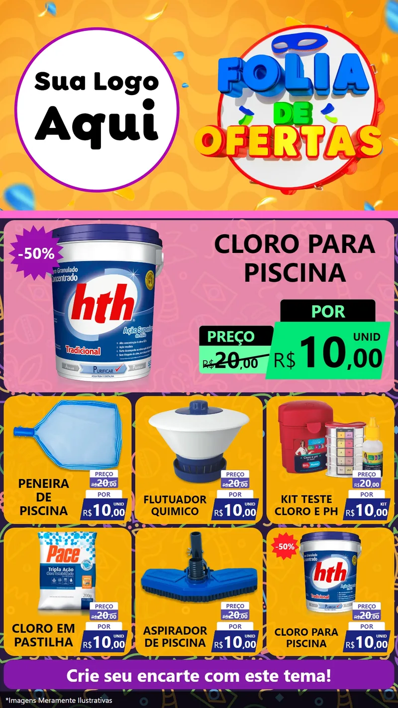 Modelo de Rede Social para Stories com o tema Folia de Ofertas para Produtos para Piscina