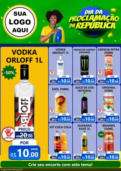 Modelo de Encarte para Encarte A4 Vertical com o tema Dia Da Proclamação Da República para Distribuidora de bebidas