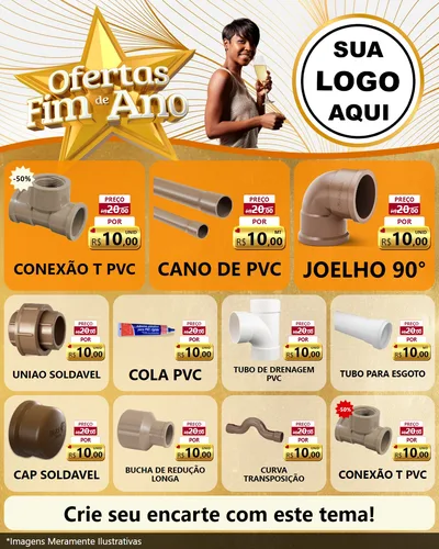 Modelo de Rede Social para Feed Instagram com o tema Ofertas Fim de Ano para Tubos e conexões