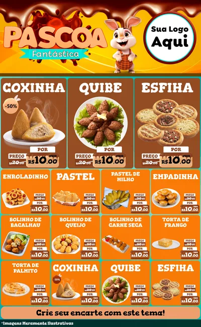 Modelo de Encarte para Encarte Grande com o tema Páscoa Fantástica para Salgadaria