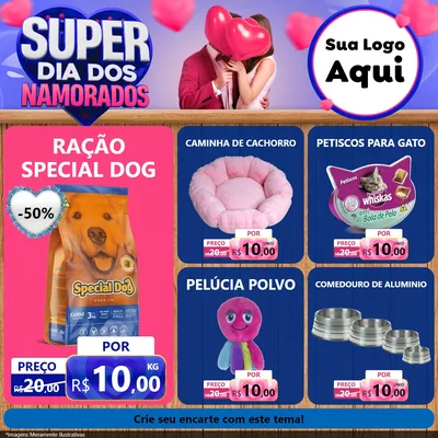 Modelo de Rede Social para Feed Facebook com o tema Super Dia dos Namorados para Pet Shop