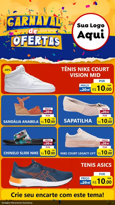 Modelo de TV para TV Vertical com o tema Carnaval de Ofertas para Calçados