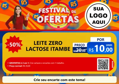 Modelo de Cartaz para Cartaz A4 Horizontal com o tema Festival de Ofertas para Frios e Laticínios