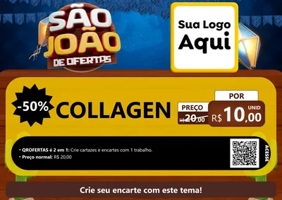 Modelo de Cartaz para Cartaz A4 Horizontal com o tema São João Ofertas Imbatíveis! - Junina para Suplementos alimentares