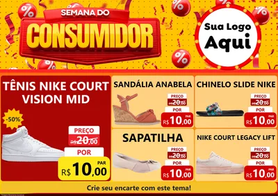 Modelo de Encarte para Encarte A4 Horizontal com o tema Semana do Consumidor para Calçados