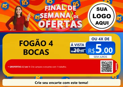 Modelo de Cartaz para Cartaz A4 Horizontal com o tema Final de Semana de Ofertas para Móveis e Eletro