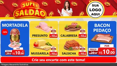 Modelo de TV para TV Horizontal com o tema Super Saldão para Frios e Laticínios