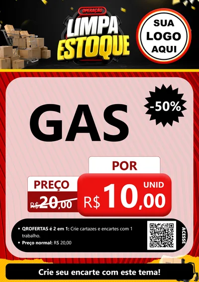 Modelo de Cartaz para Cartaz A4 Vertical com o tema Operação Limpa Estoque para Água e gás