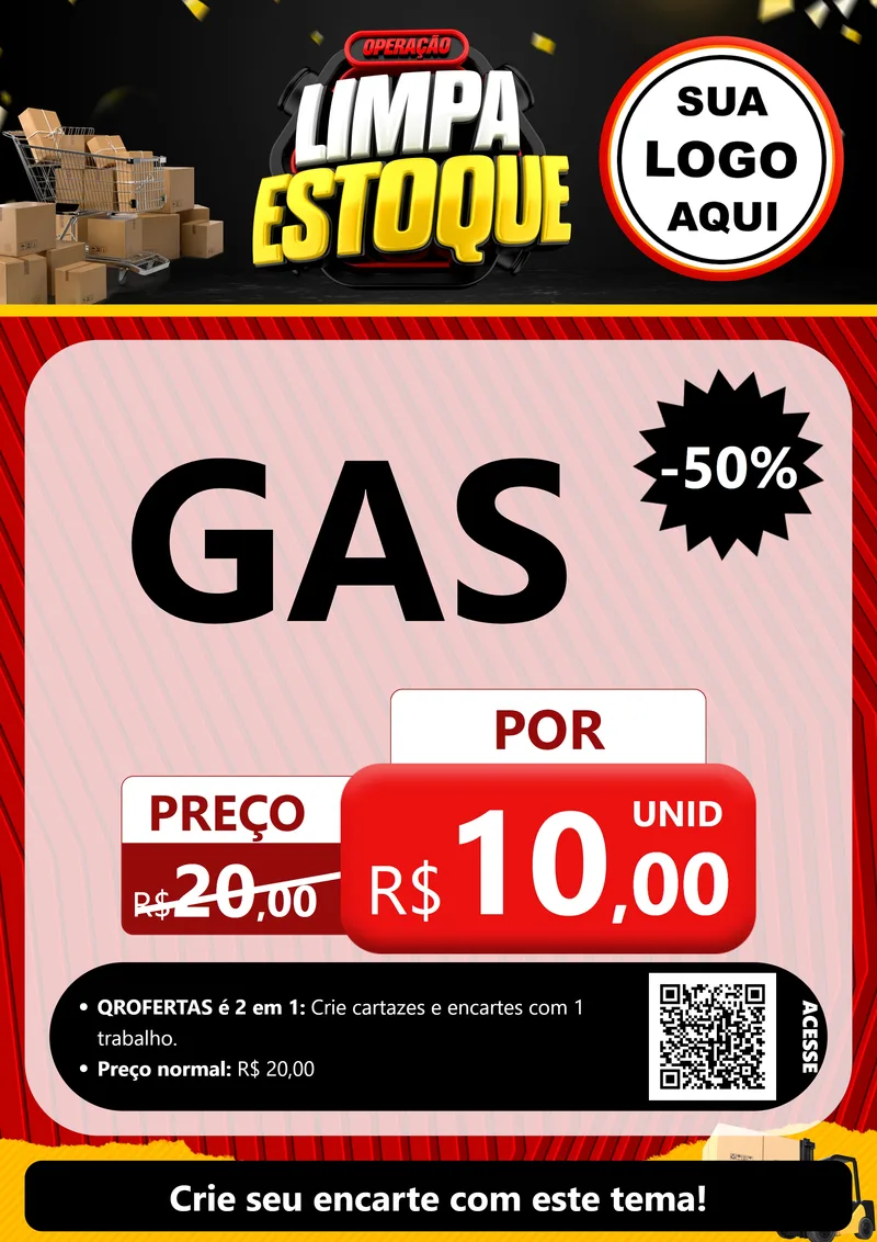 Modelo de Cartaz para Cartaz A4 Vertical com o tema Operação Limpa Estoque para Água e gás