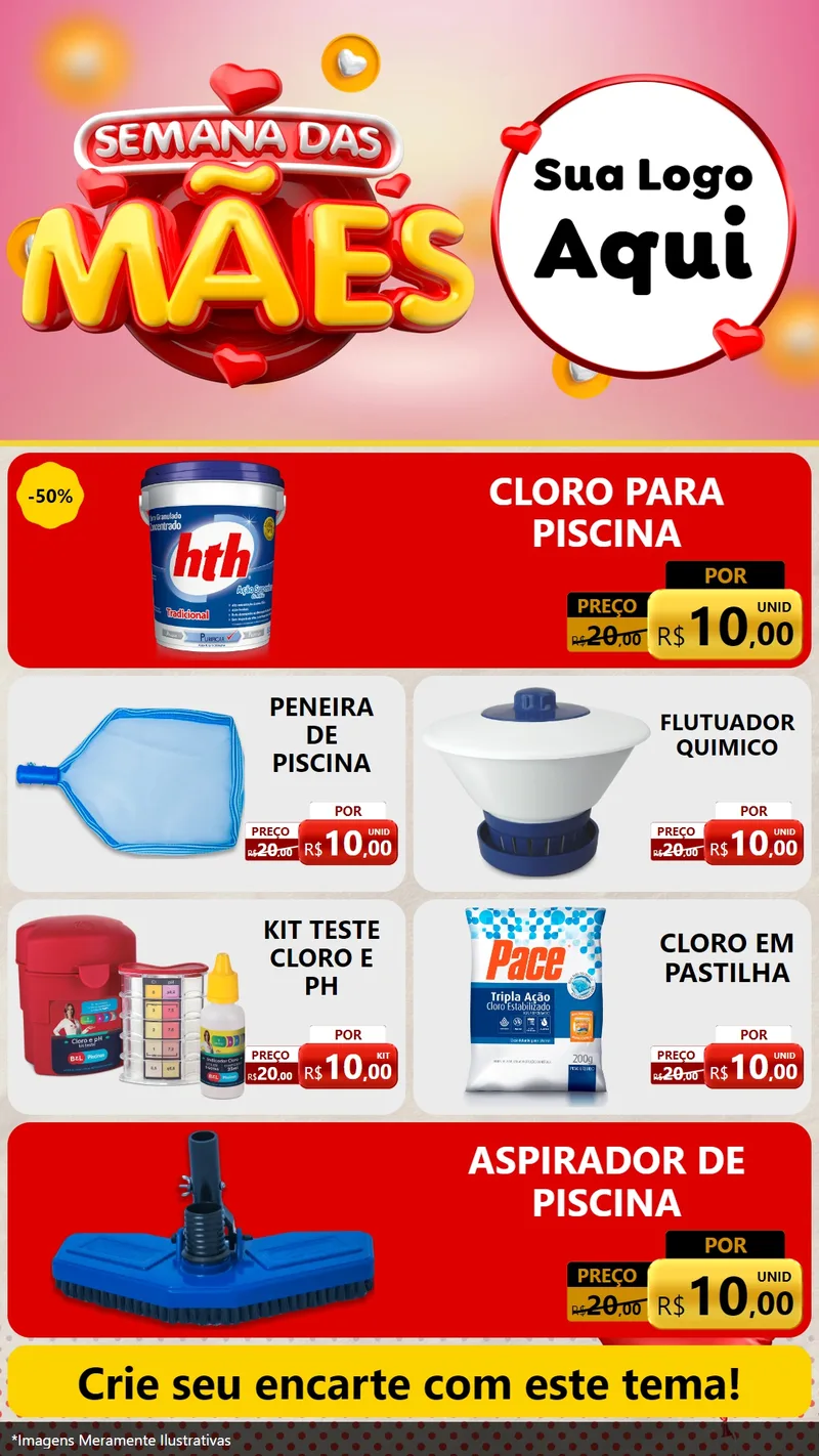 Modelo de TV para TV Vertical com o tema Semana das Mães para Produtos para Piscina