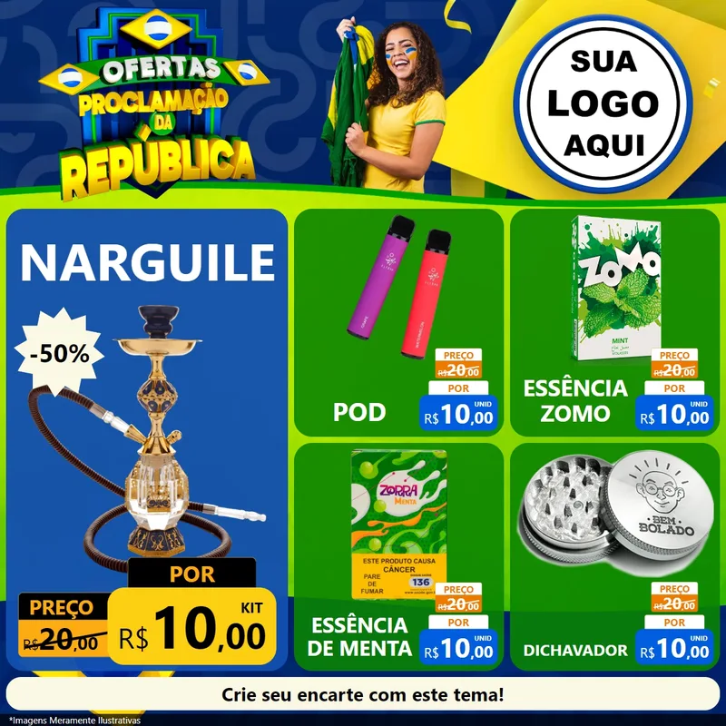 Modelo de Rede Social para Feed Facebook com o tema Ofertas Proclamação da República para Tabacaria