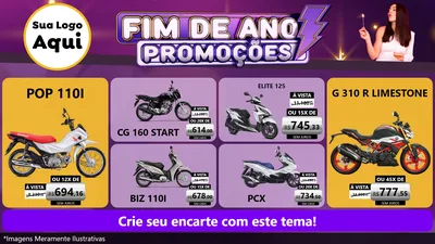 Modelo de TV para TV Horizontal com o tema Fim de Ano Promoções para Concessionaria de Motos