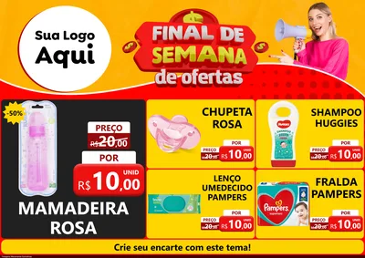 Modelo de Encarte para Encarte A4 Horizontal com o tema Final de Semana de Ofertas para Bebês