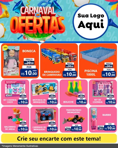 Modelo de Rede Social para Feed Instagram com o tema Carnaval de Ofertas para Brinquedos
