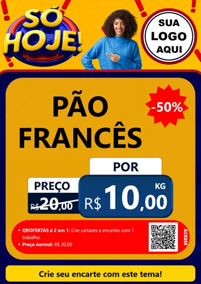 Modelo de Cartaz para Cartaz A4 Vertical com o tema Só Hoje! para Padaria