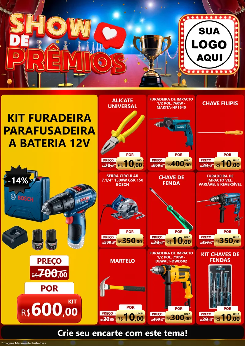 Modelo de Encarte para Encarte A4 Vertical com o tema Show de Prêmios para Maquinas e Ferramentas