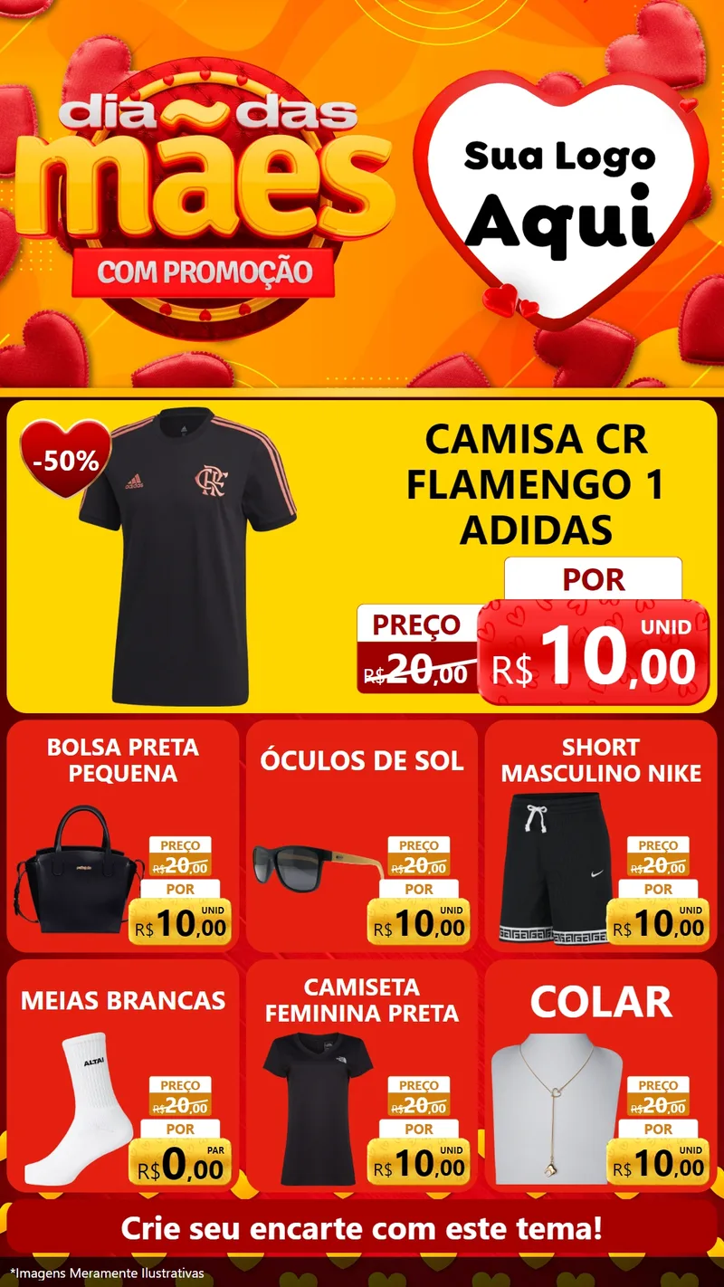 Modelo de Rede Social para Stories com o tema Dia das Mães com Promoção para Roupas e acessórios