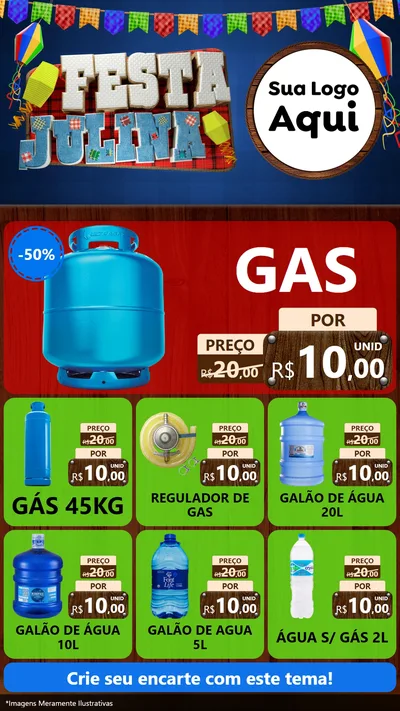 Modelo de Rede Social para Stories com o tema Festa Julina para Água e gás