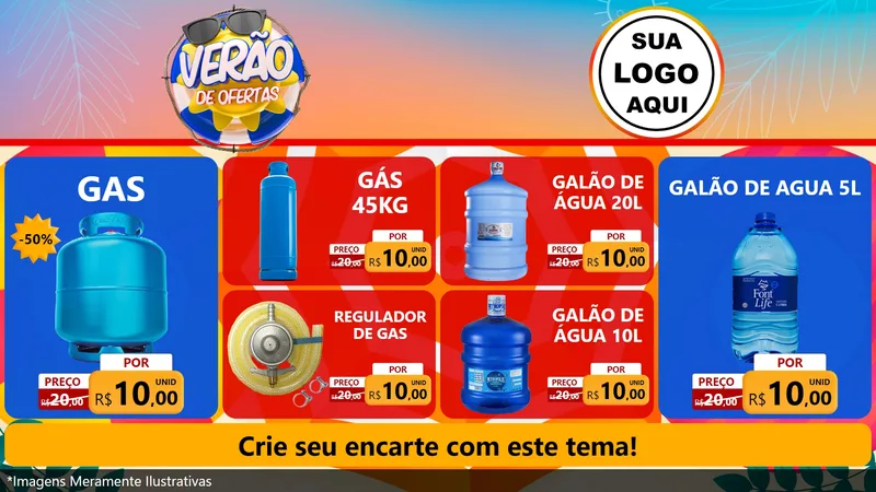 Modelo de TV para TV Horizontal com o tema Verão de Ofertas para Água e gás